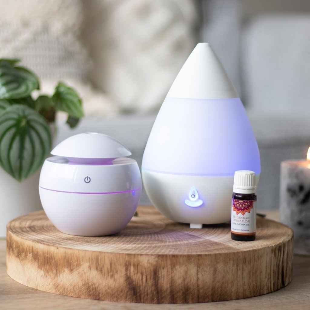 Ultrasonic Aromatherapy Oil Diffuser with Optional Essential Oils Set in Orange | Small